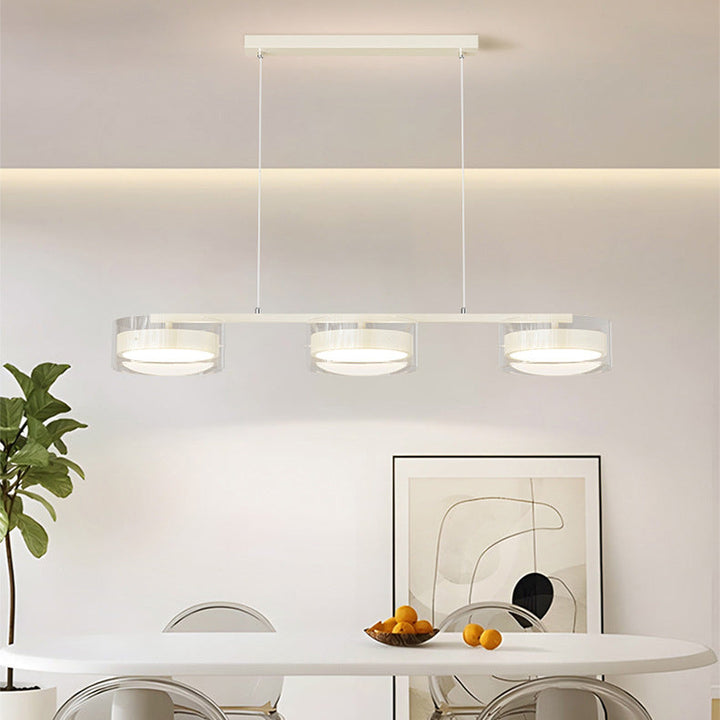Zeitgenössische Nordic Creme Fliegende Untertasse Glas Schatten LED Insel Licht Kronleuchter Für Wohnzimmer 