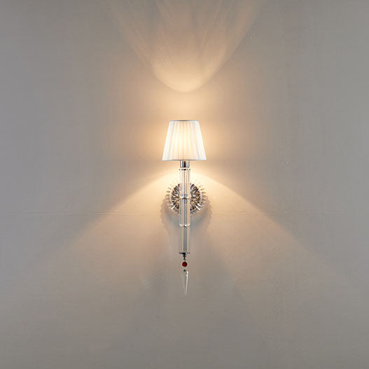 European Vintage Light Luxury Crystal Fabric 1-Light Wall Sconce Lamp