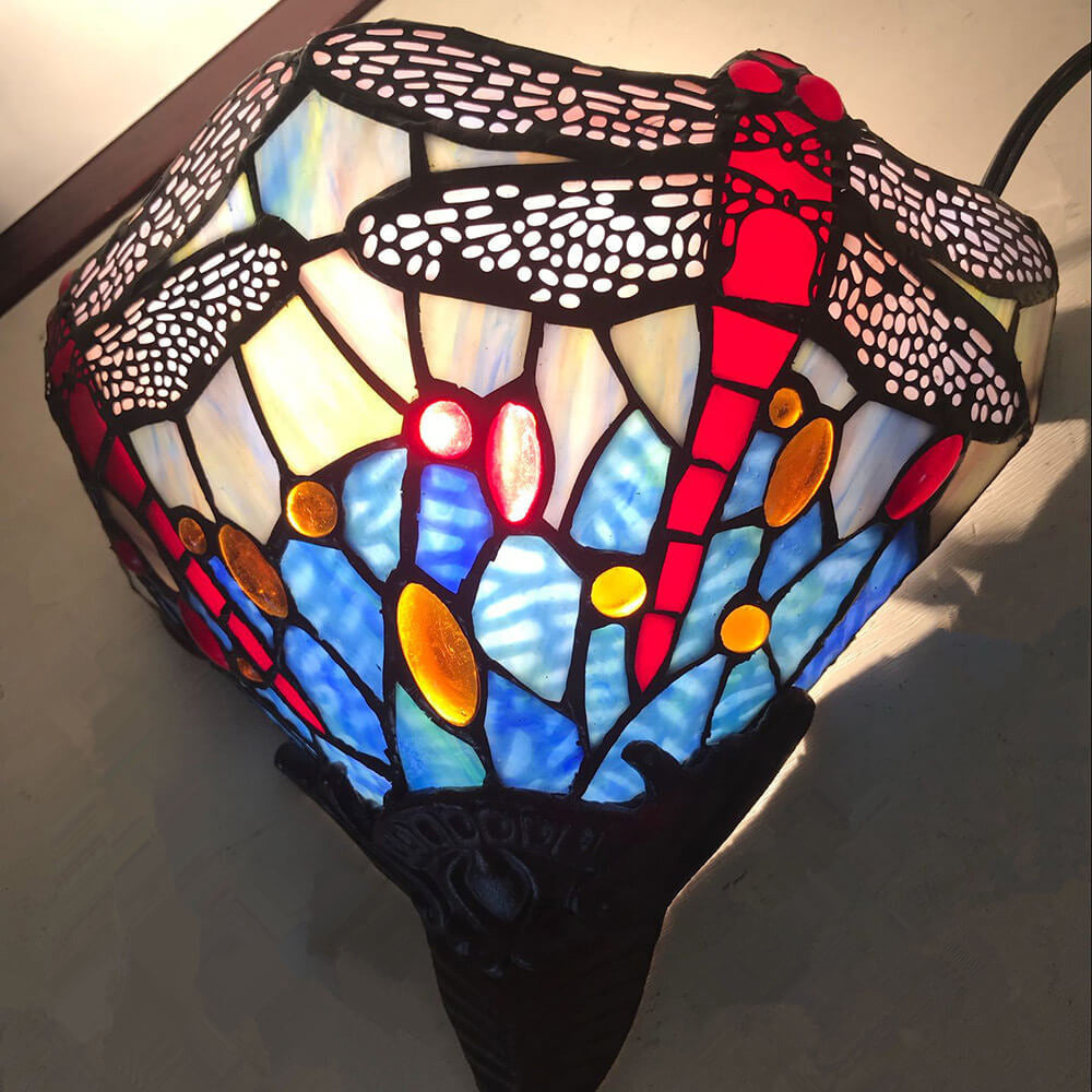 Europäische Tiffany Libelle Buntglas 1-Licht Wandleuchte 
