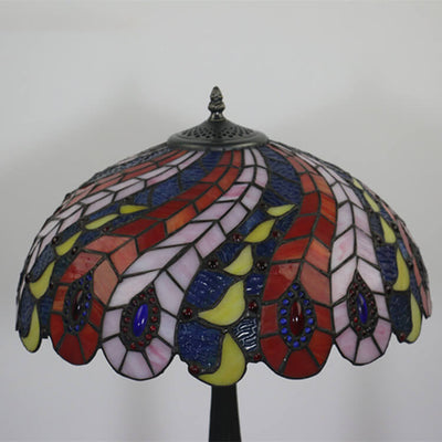 Tiffany Peacock Tail Feather Creative Pattern Design 1-Licht-Tischlampe