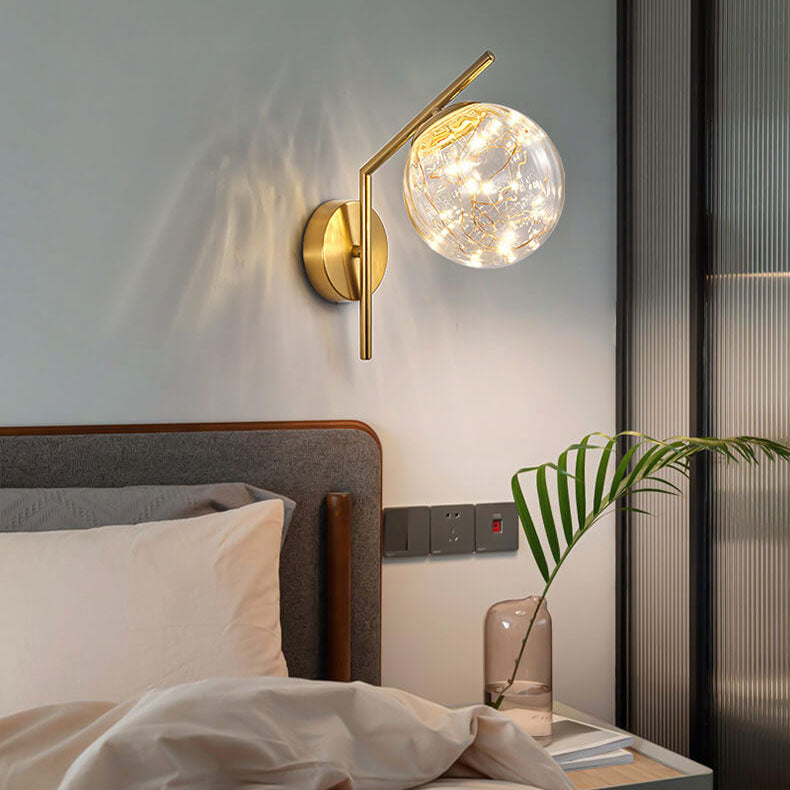 Applique murale LED créative européenne avec boule de verre pleine étoile 