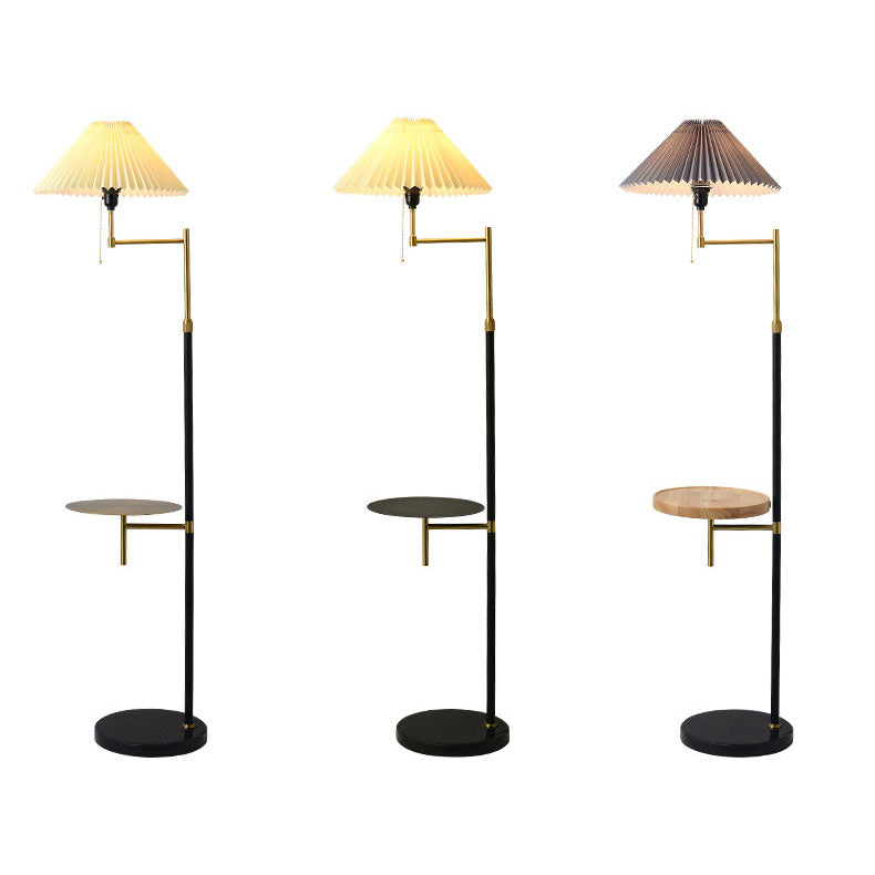 Nordic Light Luxus-Plissee-Stoff-Marmor-Stehlampe mit 1 Licht