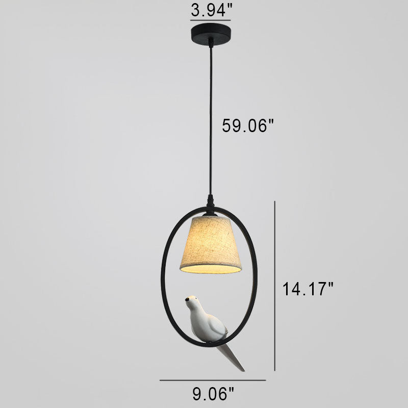 Nordic Minimalist Bird Fabric Circle 1/3 Light Island Light Chandelier