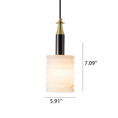 Minimalist Chinese Marble Iron Column 1-Light Pendant Light