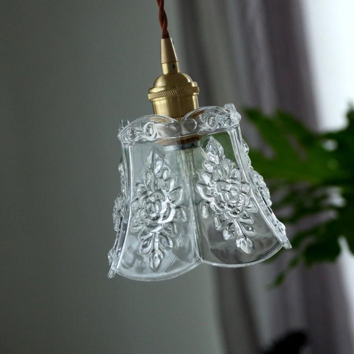 Japanese Modern Creative Flower Glass 1-Light Pendant Light