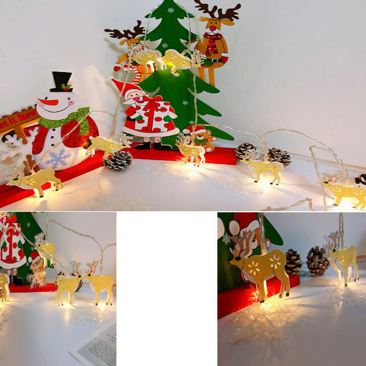 Guirlande lumineuse décorative de Noël Peinte cloches élan Boîte à piles LED Guirlande lumineuse 