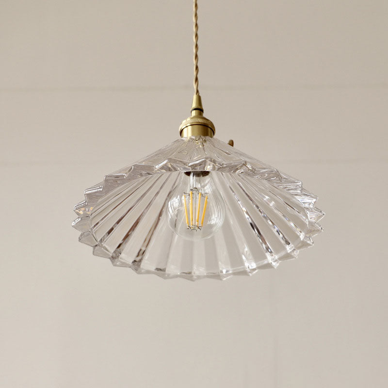 Nordic Minimalist Vintage Clear Brass Glass 1-Light Pendant Light