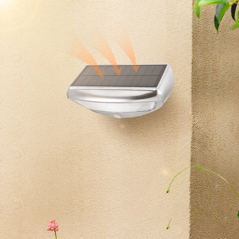 Solar Stainless Steel Body Sensor LED Outdoor Wall Sconce Lamp