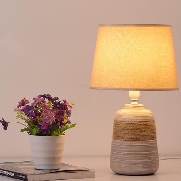 European Style Twine Fabric Ceramic Base 1-Light Table Lamp