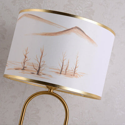 Europäische Stoff-Metallringbasis 1-Licht-Tischlampe 