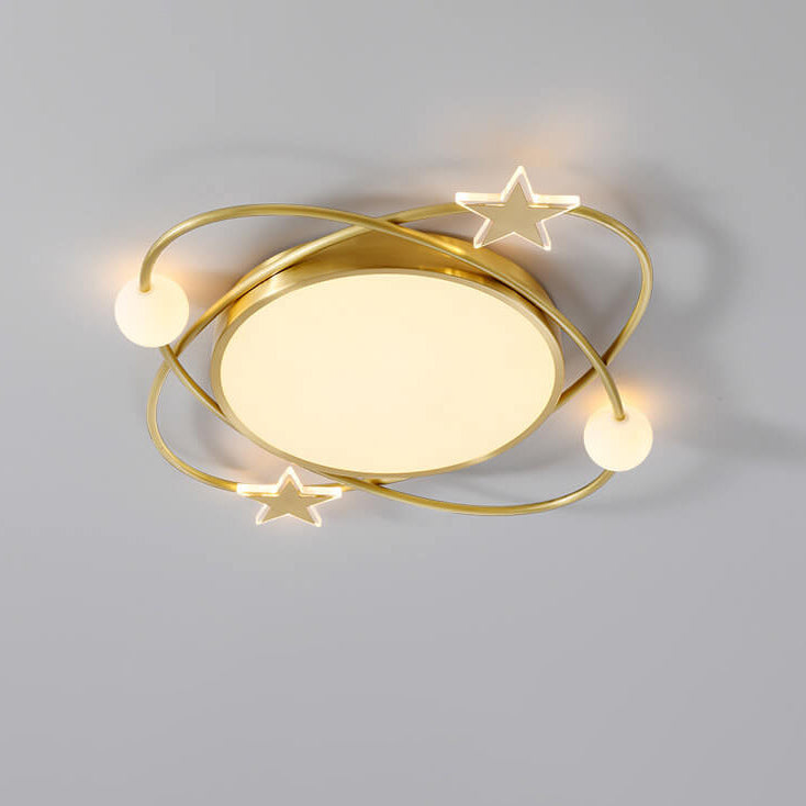 Modern Simple Full Copper Acrylic Creative Star Surround Design LED Flush Mount Light