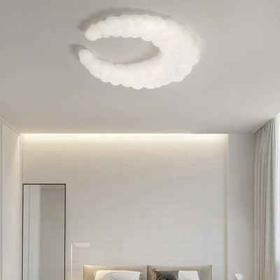 Nordic Minimalist Milk White Crescent LED Flush Mount Ceiling Light