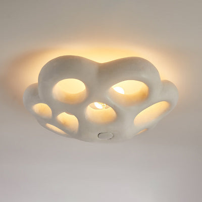 Contemporary Creative Round Hollow Petal Shade 3-Light Flush Mount Ceiling Light For Bedroom