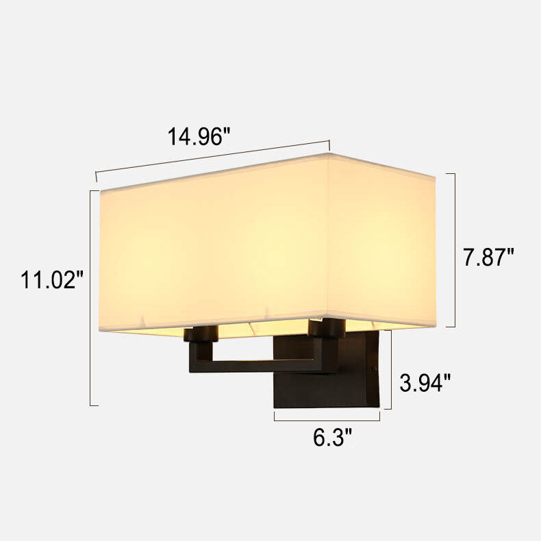 Moderne minimalistische einfarbige rechteckige Eisenstoff-Wandleuchte mit 1 Licht 