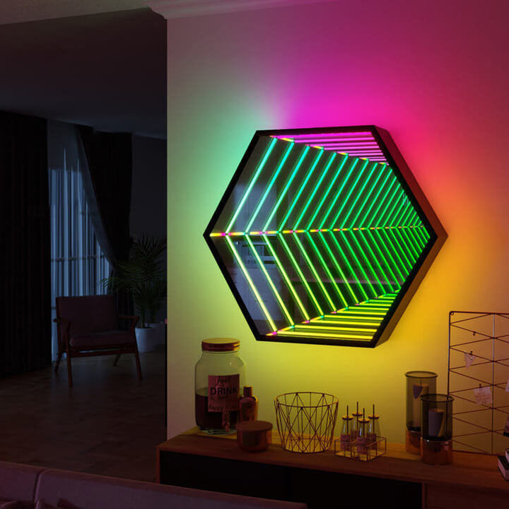 Lampe murale décorative créative à LED hexagonale/octogonale RVB 