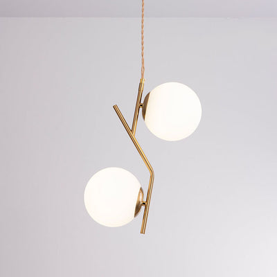 Modern Minimalist Glass 2-Light Island Light Chandelier