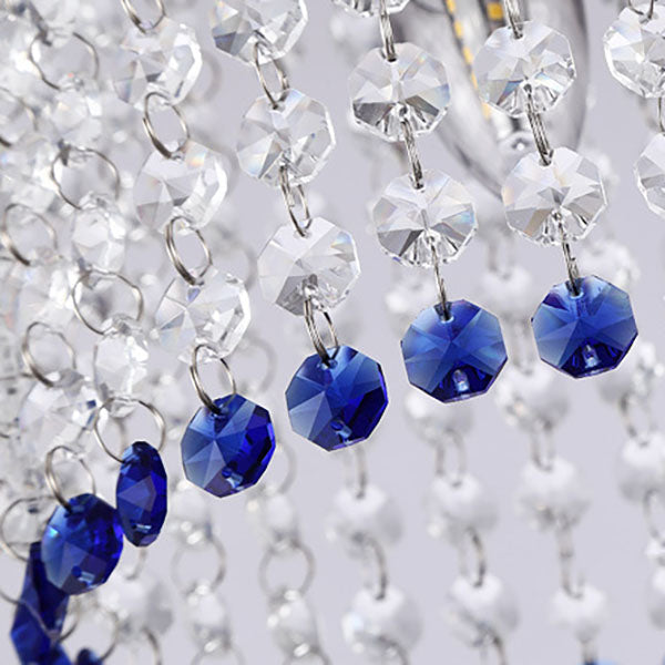 Modern Minimalist Crystal Bead Curtain Round 1-Light Semi-Flush Mount Ceiling Light For Hallway