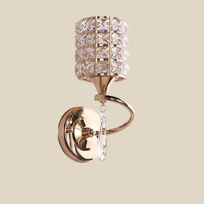 Modern Luxury Crystal Cylindrical Square 1-Light Wall Sconce Lamp