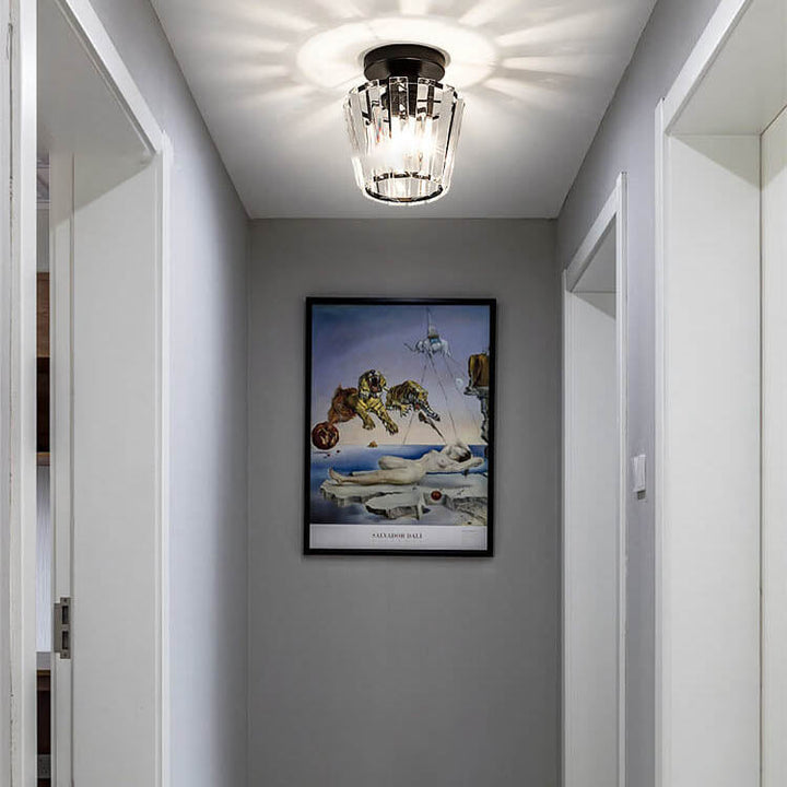 Moderne Luxus Rund Quadrat Trapez Hexagonal Eisen Kristall Glas 1-Licht Semi-Flush Mount Deckenleuchte 