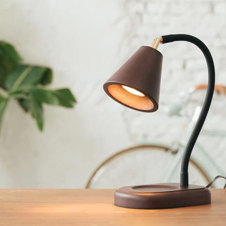 Lampe de Table à 1 Lumière en Bois avec Cire Fondante Parfumée et Poteau Réglable Moderne 