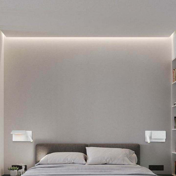 Moderne minimalistische quadratische LED-Wandleuchte aus Aluminium mit flachem Spot für Wohnzimmer &amp; Schlafzimmer 