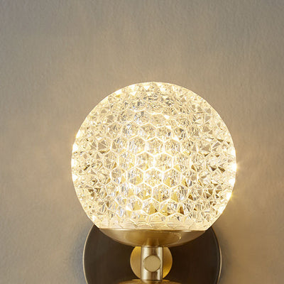 Lampe murale en laiton avec boule ronde nordique de luxe léger à 1 lumière 