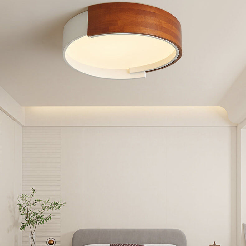 Luz de montaje empotrado LED redonda de madera creativa nórdica 