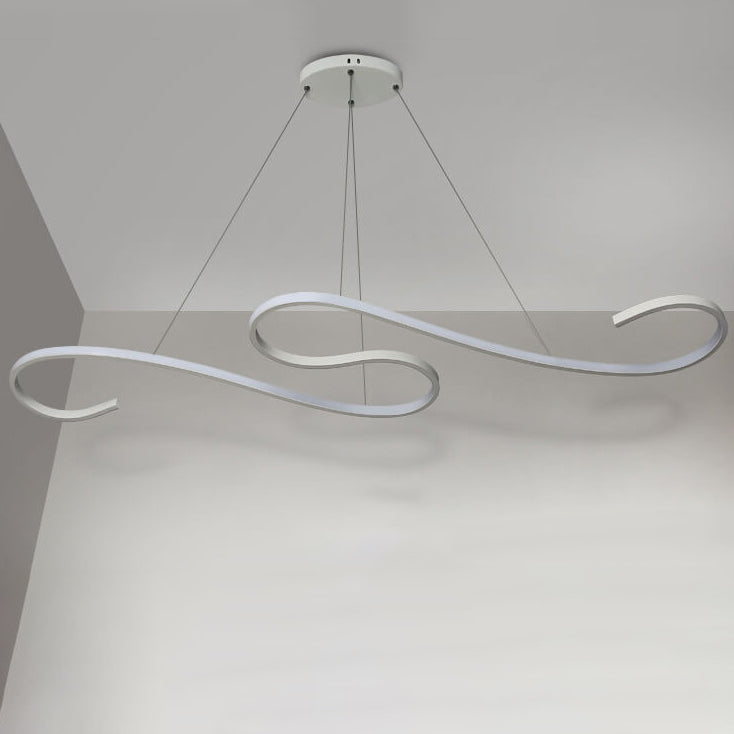 Lustre LED en aluminium de ligne de courbe créative moderne 