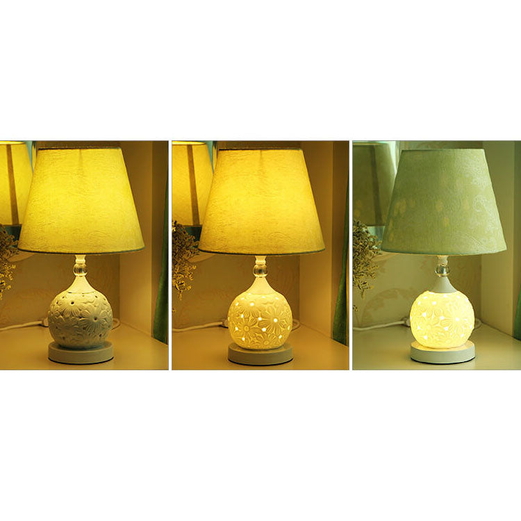 Lampe de Table en Céramique Minimaliste Européenne avec Télécommande et Variation de Lumière 1 Lumière 