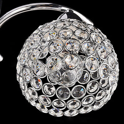 Modern Art Deco Round Hollowed Out Orb Iron Crystal 3-Light Semi-Flush Mount Ceiling Light For Living Room
