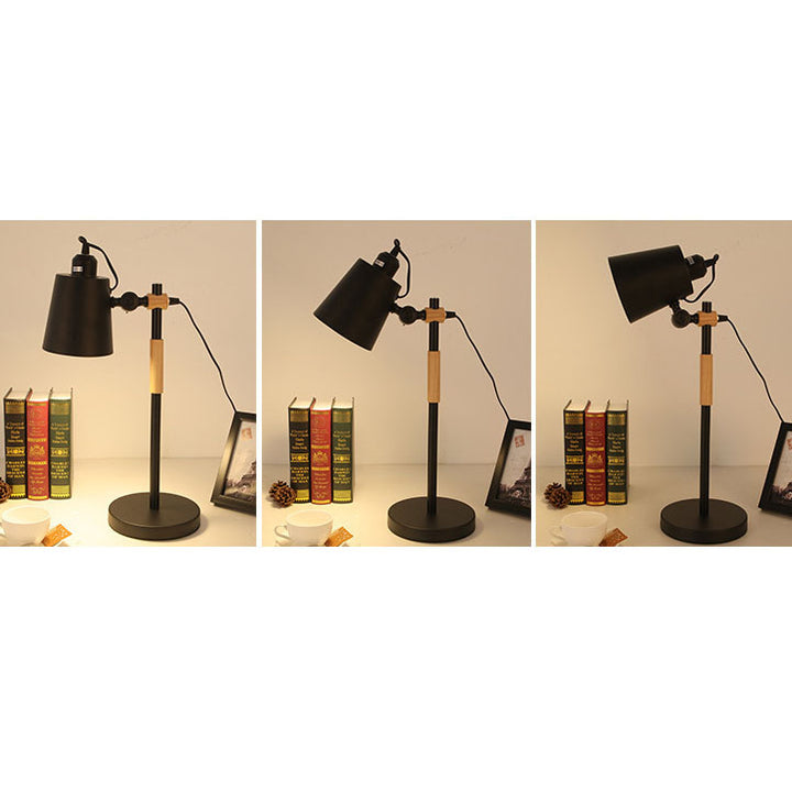 Lampe de table moderne et minimaliste à 1 lumière en bois de couleur unie 