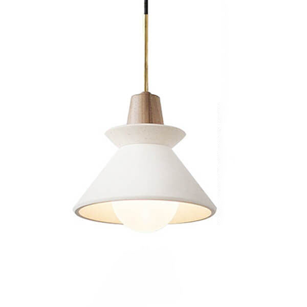 Nordic Minimalist White Cement 1-Light Tapered Pendant Light