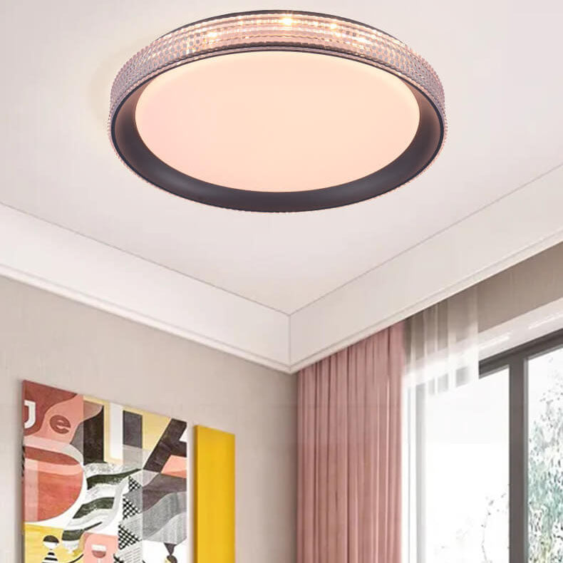 Modern Luxury Crystal Water Wave Diamond Circle LED Flush Mount Ceiling Light