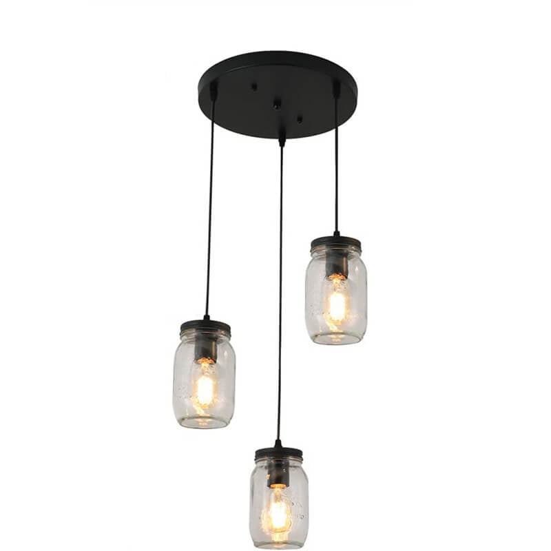 Industrial Vintage Rustic Glass Jar Design 1/3/8 - Light Chandelier