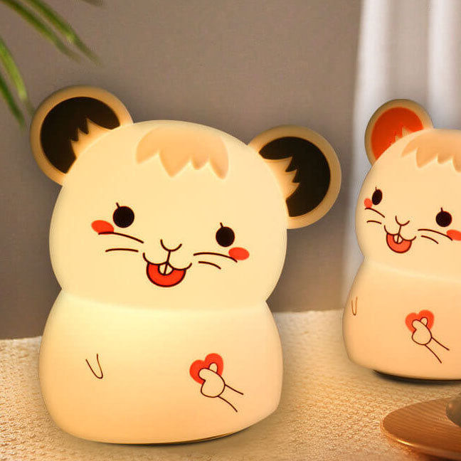Lámpara de Mesa Luz Nocturna LED USB de Silicona con Ratón Lindo de Dibujos Animados 