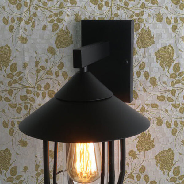 Vintage Industrial Iron Lantern Indoor Outdoor 1-Light Wall Sconce Lamp