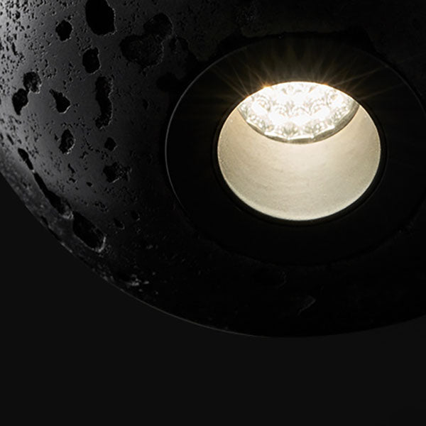 Modern Minimalist Black Hole Stone Orb LED Pendant Light For Dining Room
