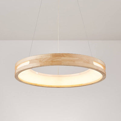 Japanese Simplicity Log Circle Island Light LED Chandelier