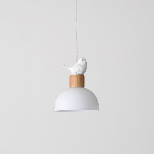 Nordic Minimalist White Dome Glass Bird 1-Light Pendant Light