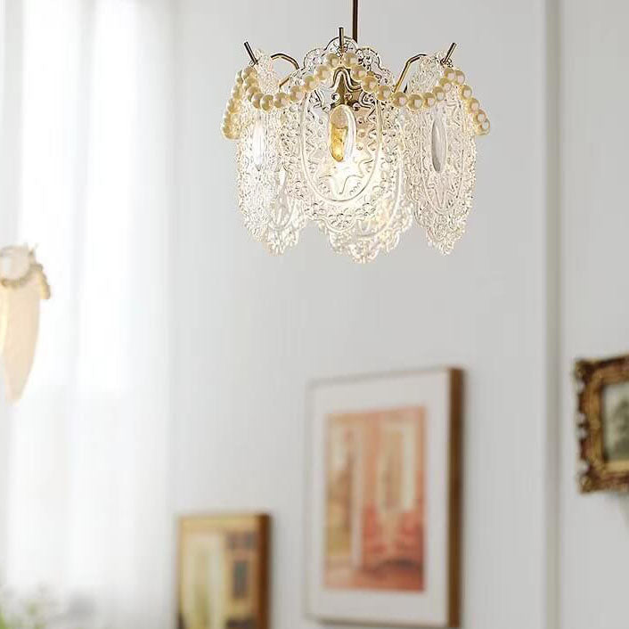 French Light Luxury Hardware Lampe suspendue à 1 lumière en verre 