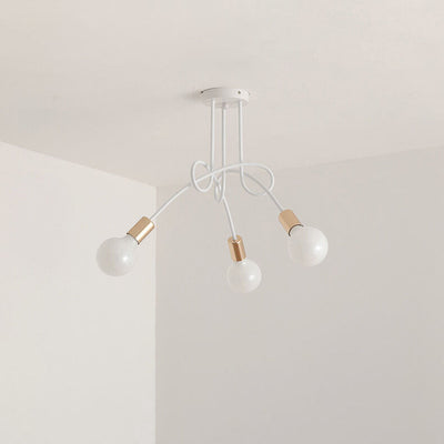 Moderne, minimalistische Eisen Twisted Lines 3/5 Light Semi-Flush Mount Deckenleuchte 