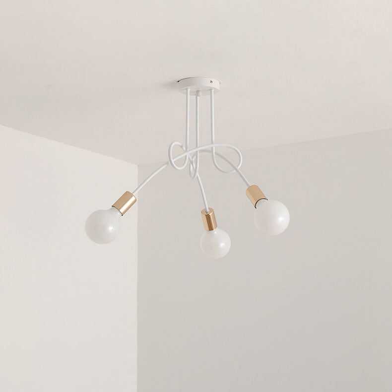 Moderne, minimalistische Eisen Twisted Lines 3/5 Light Semi-Flush Mount Deckenleuchte 