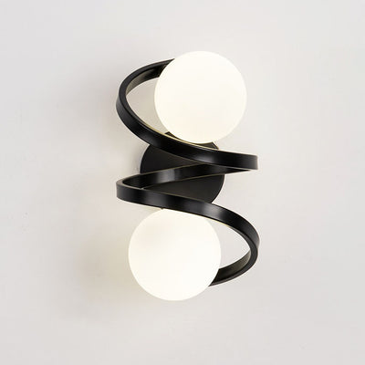 Modern Minimalist Round Ball Iron Glass 2-Light Wall Sconce Lamp