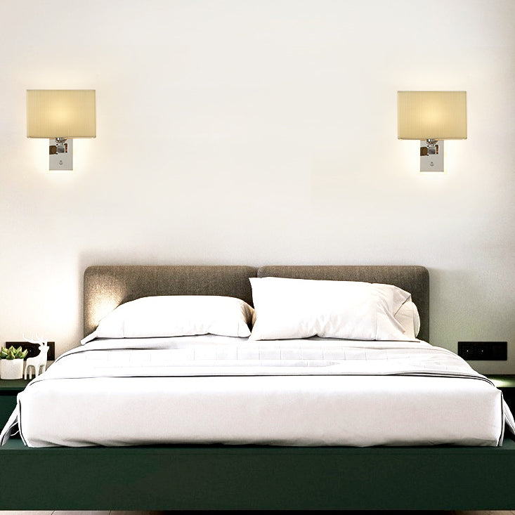 Modern Minimalist Fabric Square Plating 2-Light Wall Sconce Lamp