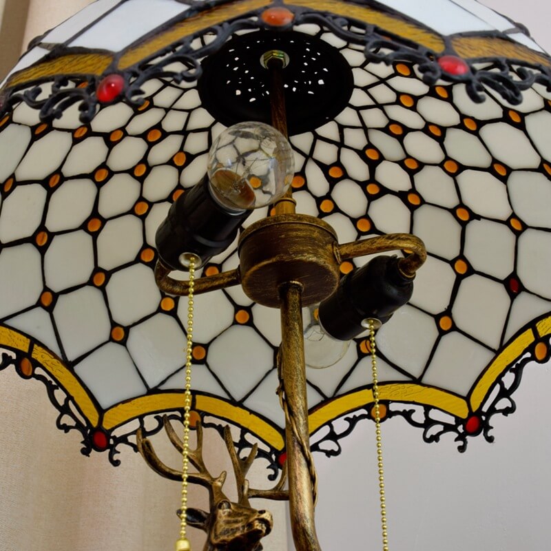Tiffany Kreative Elch Buntglas 2-Licht Tischlampe 