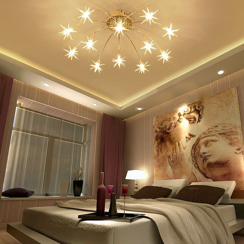 Contemporary Creative Full Of Star Iron 12/21/28 Light Flush Mount Ceiling Light For Living Room