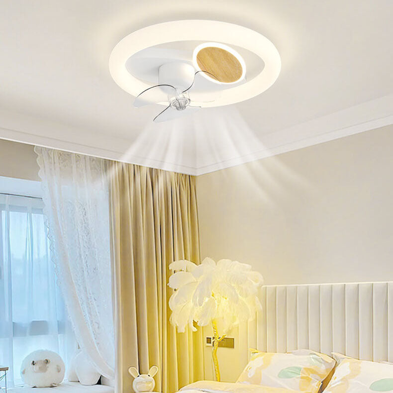 Modern Creative Cream Style Iron Shaking Head Fan LED Flush Mount Ceiling Fan Light