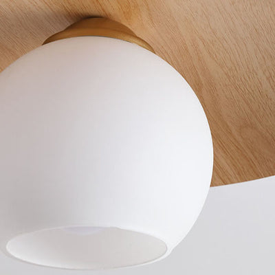 Nordic Minimalist Round Wooden 1-Light Flush Mount Light