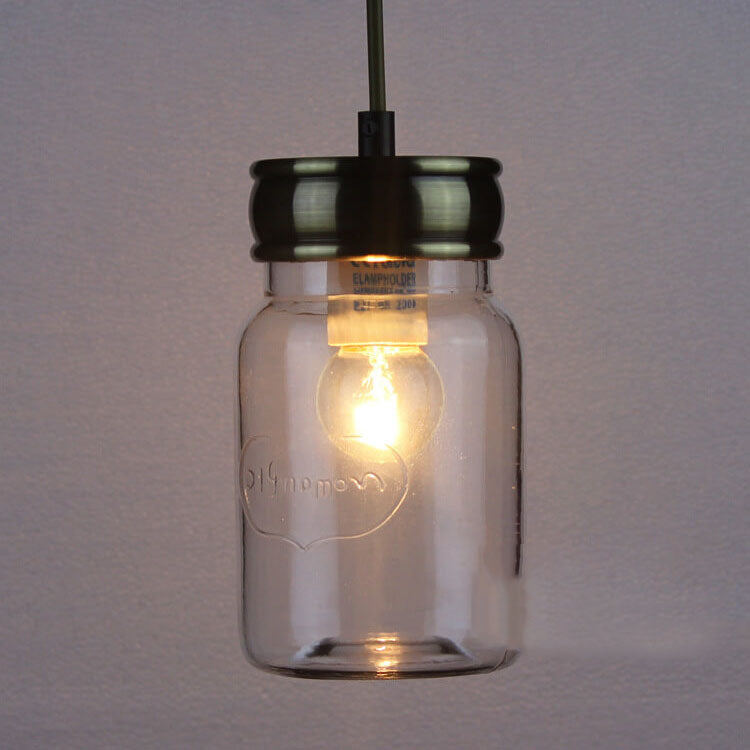 Nordic Retro Aluminum Glass Bottle Shade 1 Light Pendant Light