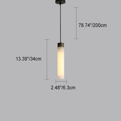 Modern Luxury Marble Column Brass 1-Light Pendant Light